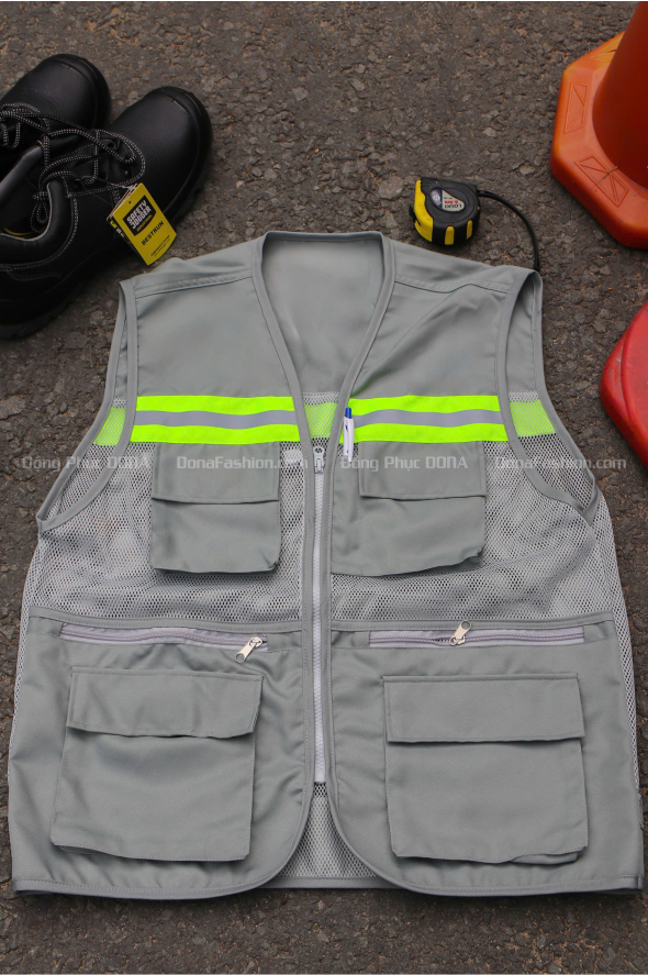 Áo ghile phản quang Xám nhạt 3K