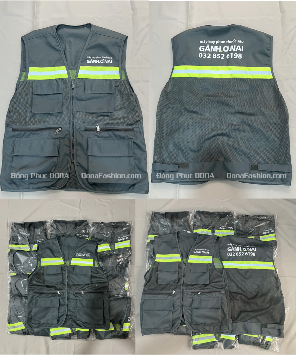 Áo ghile phản quang 3K Xám đậm