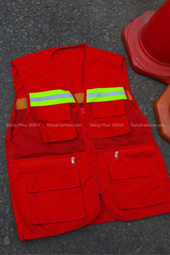 Áo ghile phản quang Đỏ 3K