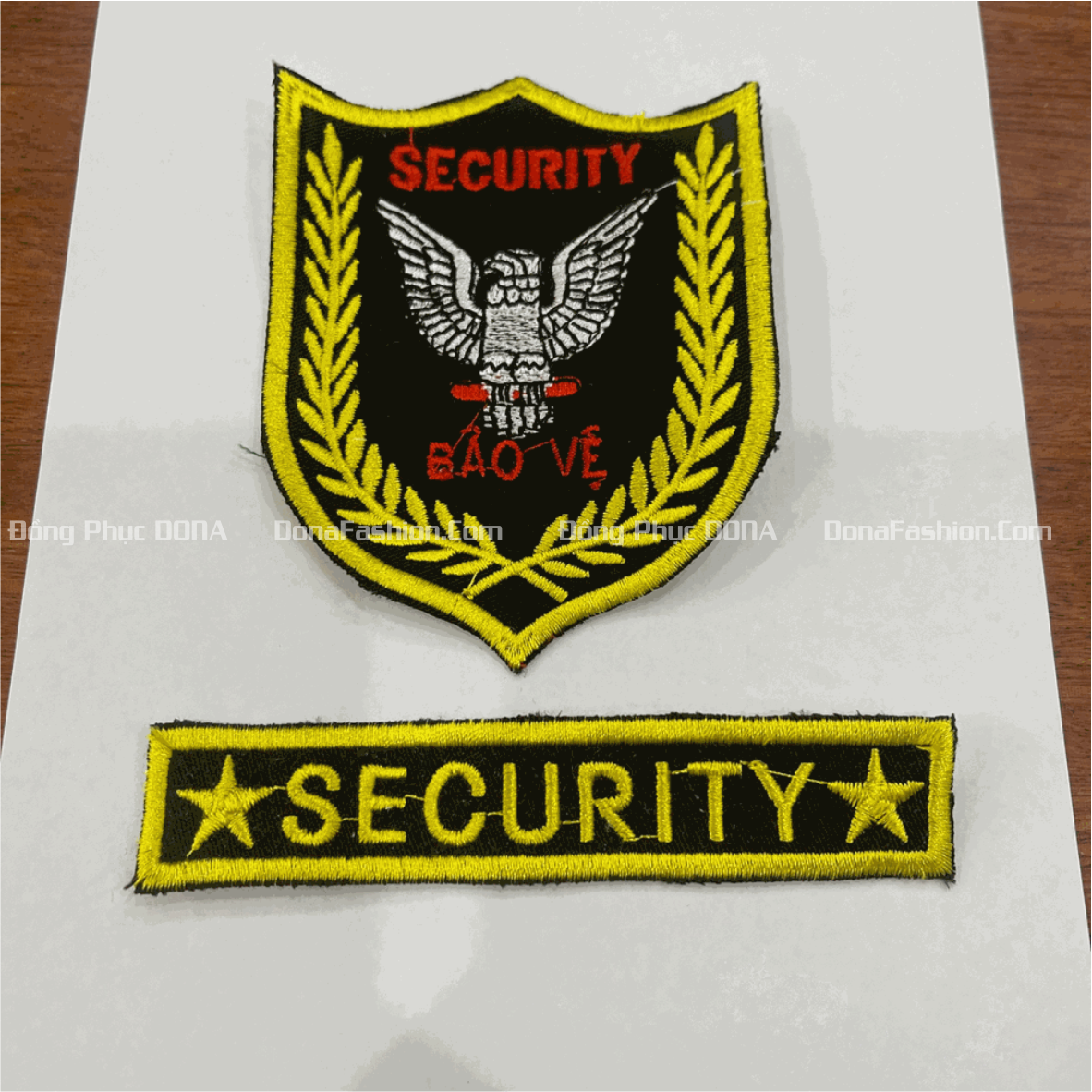 Thêu logo BẢO VỆ CON Ó SECURITY