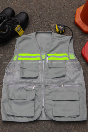 Áo ghile phản quang Xám nhạt 3K